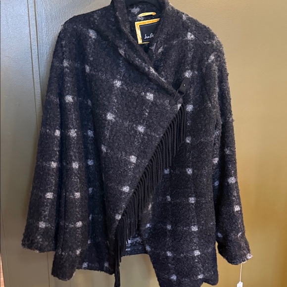 Sam Edelman Black and Gray Plaid Women's Cape - Picture 6 of 6